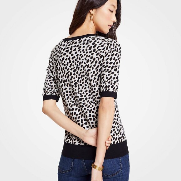 Ann Taylor Leopard Print Short Sleeve Sweater - Picture 9 of 10